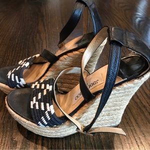 Jimmy Choo Black and White Wedge Sandals